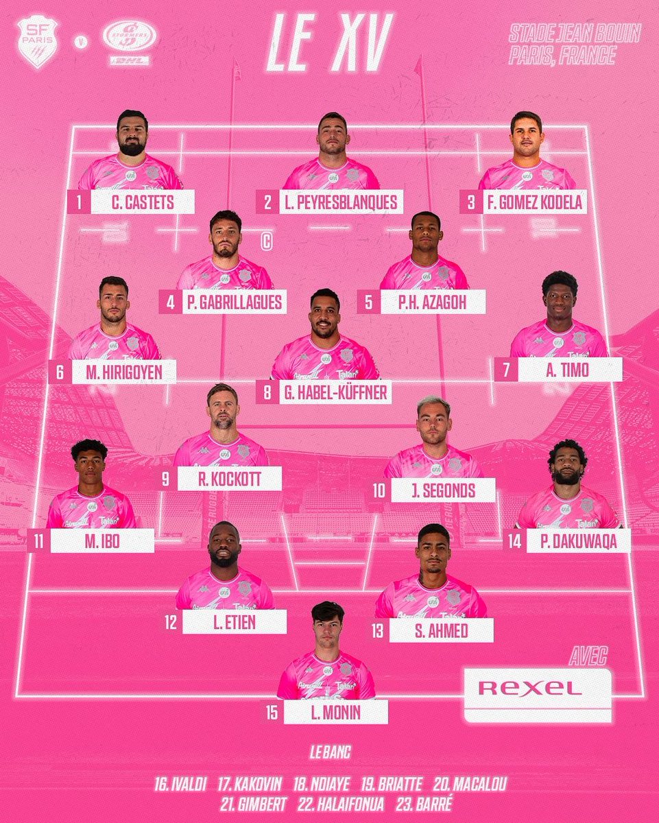 Con Francisco Gómez Kodela en su XV inicial, Stade Français recibirá a Stormers en la cuarta jornada de la #ChampionsCup. 🏆

🔷🆚🌩️
📅 Sábado 20
⏰ 14:20 ARG
⭐ <a href="/StarPlusLA/">starplusla</a>: dis.la/EuropeanRCC_St…
📺 ESPN 3
🎙️<a href="/FabiTaboadaok/">Fabián Taboada</a> - <a href="/horacitoagulla/">Horacio Agulla</a>

#ESPNenStarPlus