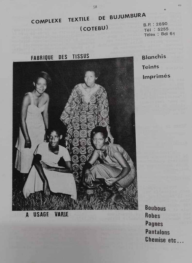 1981, une publicité pour le Complexe Textile de Bujumbura (COTEBU)

#Burundi