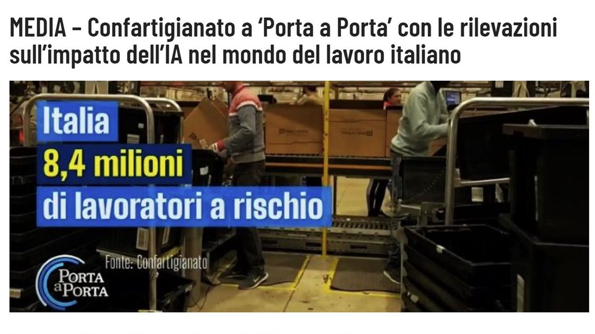 #AI e le ricadute sul mercato del #lavoro: i dati del 18°rapporto di @Confartigianato '#IntelligenzaArtigiana, la sfida dell'#IA'  tinyurl.com/ycybf7fb #imprese #confartigianato #IntelligenzaArtificiale #ArtificialInteligence