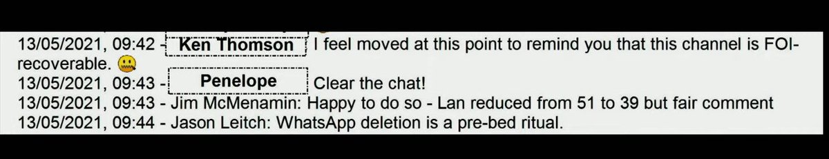 Staggering. The face of the Scottish Government pandemic response, Prof Jason Leitch, having a laugh with officials about wiping his WhatsApps and clearing group chats...