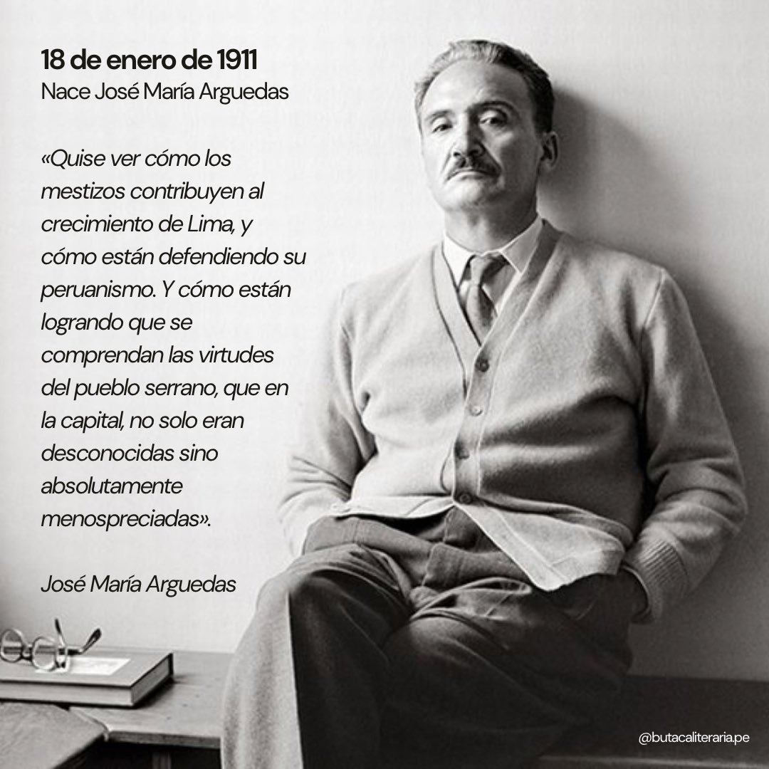 ButacaLiteraria's tweet photo. El 18 de enero se conmemoraron 113 años del natalicio de #JoséMaríaArguedas, narrador, educador y antropólogo nacido en Andahuaylas, considerado la voz del Perú de “todas las sangres”

Autor de “Los ríos profundos”

Obra declarada el 2004 como Patrimonio Cultural de la Nación https://t.co/08rHoqueXA
