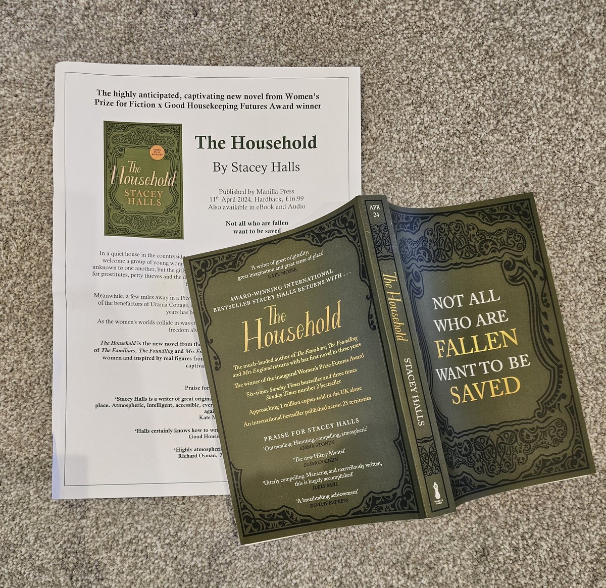 Such exciting #bookpost today!!
This is one of my most anticipated reads of the year.
#TheHousehold by @stacey_halls   is published on 11th April
Thank you so much 
@bonnierbooks_uk @ElStammeijer
@ZaffreBooks 
for the gorgeous proof copy.
#books #bookbloggers #bookX #bookTwitter
