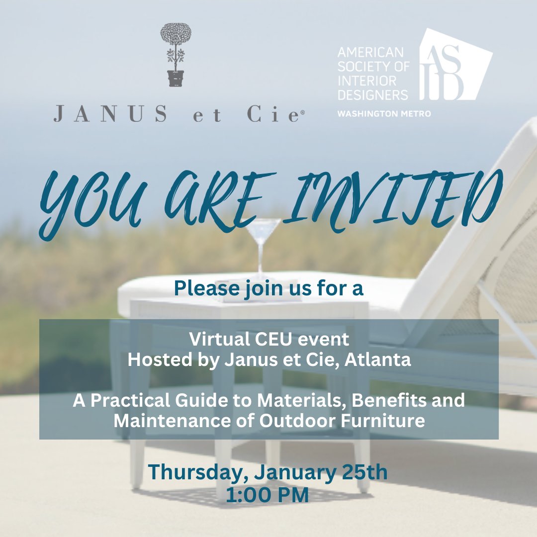 JANUS et Cie offers an educational CEU course as your go-to guide for outdoor environments. Dive deep into the world of outdoor furnishings, the materials used to craft them, and best practices for care and maintenance to ensure the longevity of your exterior projects.