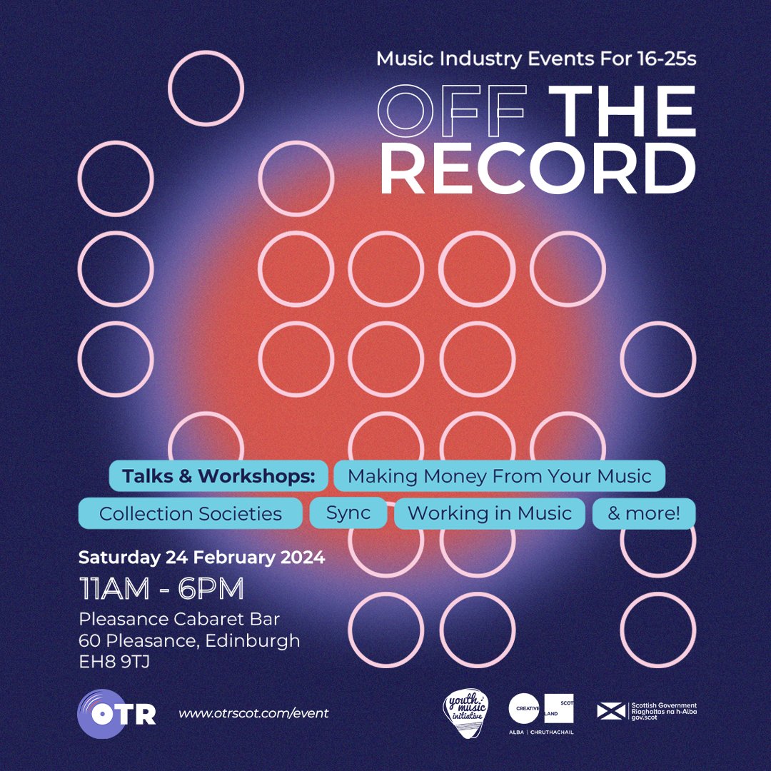 OFF THE RECORD 2024 Join us for #OTR24📣 Open to anyone aged 16-25, the event will feature key figures from the music business taking part in seminars, workshops and advice sessions! For more information, and to book your tickets - visit wide.ink/OTRTICKETS