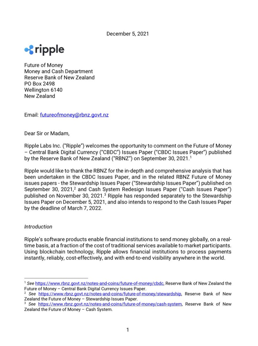 MrManXRP's tweet photo. The Reserve Bank of New Zealand (RBNZ) has been discussing Ripple and XRP in the context of the future of money and central bank digital currency (CBDC). Ripple announced a private version of the XRP Ledger, which is of interest to central banks for its potential application in CBDCs. The RBNZ is likely exploring the implications of these developments for the future of money and the potential use of private innovations like Ripple's technology in the central bank's digital currency initiatives. The specific details of their discussions can be found in the RBNZ's publications on the future of money and CBDC.
RBNZ's interest in these topics is evidently related to the evolving landscape of digital currencies and their potential impact on the future of the monetary system.

https://t.co/BAudwEEcQ8