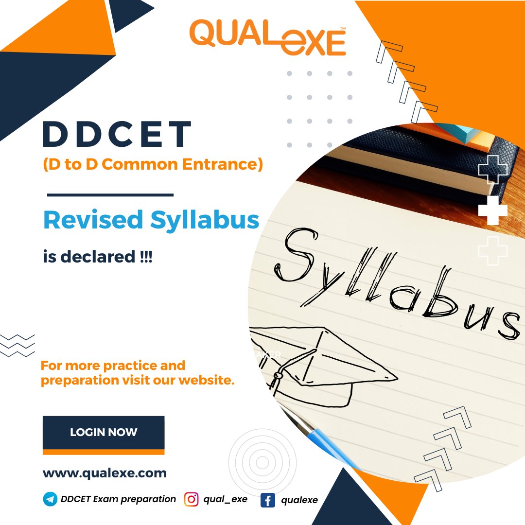 Qual_Exe's tweet image. #ddcet #ddcet2024 #diplomaengineering #degreeengineering #gtu

GTU has revised the syllabus for the DDCET examination to be held for admission to diploma to degree. Click on qualexe.com/exam-details/G… for Revised syllabus.