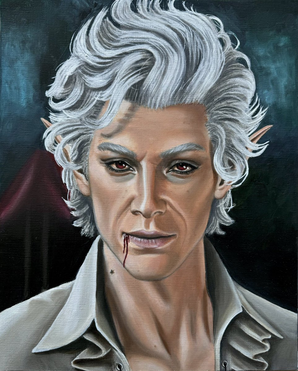 Finished oil painting of my favorite BG3 character, Astarion! 🩸
#BG3 #BaldursGate3 #Astarion #NeilNewbon