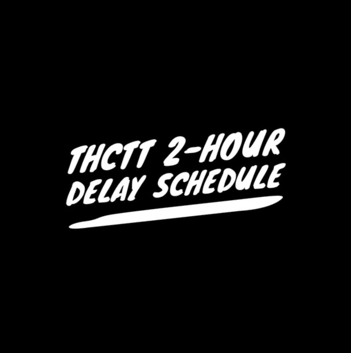 THCTT's tweet image. All HCPS Schools will operate on a 2-hour delay schedule today. All A-day THCTT students will travel to THCTT today. Students will depart on their shuttle bus from their home high school after 1st block to be brought to THCTT.