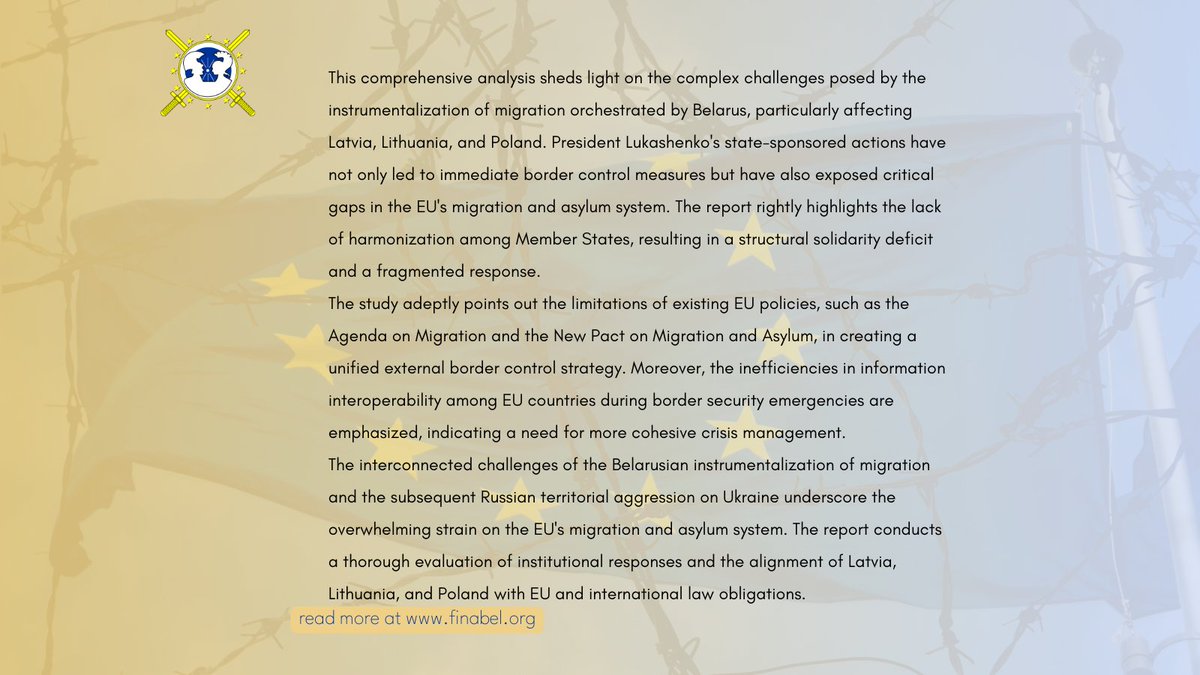 FinabelEAIC's tweet photo. The EU Barbed-wire External Perimeter
Unraveling the complexities of EU migration dynamics by Lucrezia Sala. From internal fractures to external crises, the Union faces formidable hurdles.
#EUChallenges #MigrationDynamics
read more at: https://t.co/T0EU0oOni3 https://t.co/gTmN4xnQO0