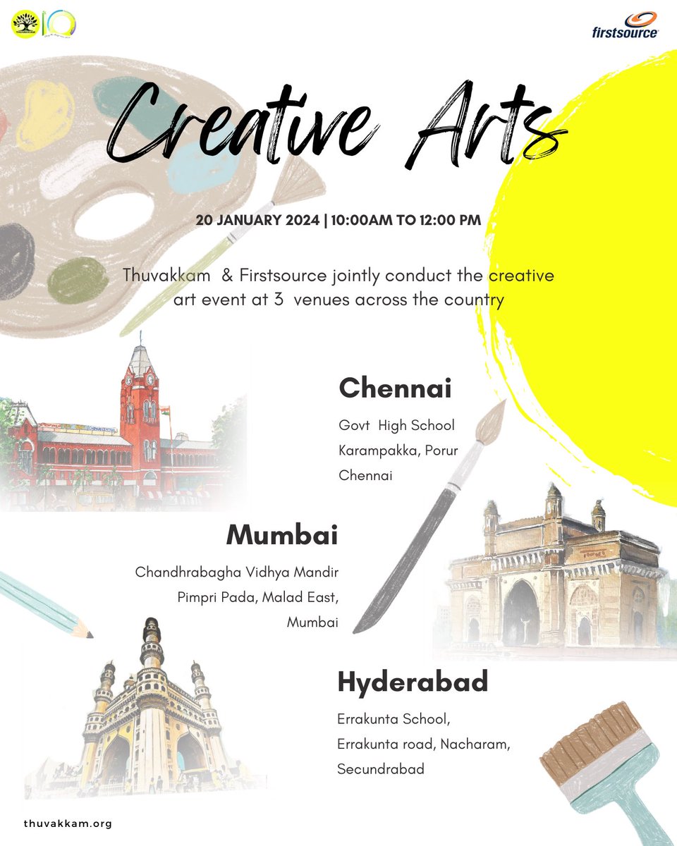 Thuvakkam's tweet photo. Stroking around the city has now made our brushes to grow more. Big enough not only reaching the next city rather 3 more cities! @Thuvakkam and @firstsource Creative Art event to be conducted in 4 cities, where 3 cities to host the event on the same day at the same time. https://t.co/6Uyrddd2wI