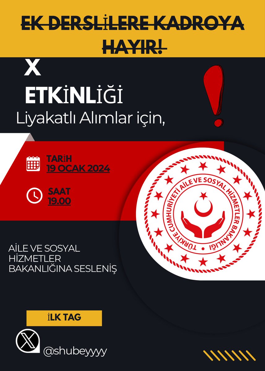 Sevgili shular ve psikologlar
Ek derslilere kadroya hayır demek için alarmlarinizi 19.00a kuralım