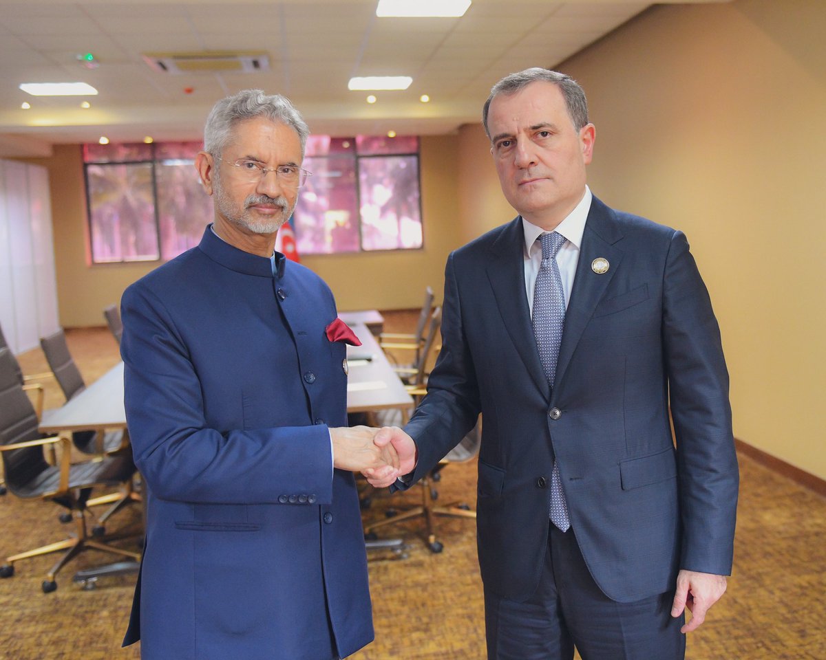 Dr. S. Jaishankar (@drsjaishankar) on Twitter photo Met outgoing NAM Chair Azerbaijan’s FM <a href="/Bayramov_Jeyhun/">Jeyhun Bayramov</a>.
Discussed our bilateral relationship and exchanged views on regional matters. Met outgoing NAM Chair Azerbaijan’s FM <a href="/Bayramov_Jeyhun/">Jeyhun Bayramov</a>.
Discussed our bilateral relationship and exchanged views on regional matters.