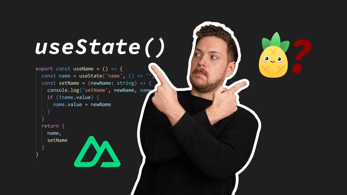 New friday new video! On the list today: The useState() composable in <a href="/nuxt_js/">Nuxt</a>. Find out when you should use it, how it works *and* if it is a suitable alternative to Pinia 🍍

Also, the winner of the <a href="/vuejsamsterdam/">Vuejs Amsterdam</a> raffle will be announced in there 👀

Link in the next tweet!
