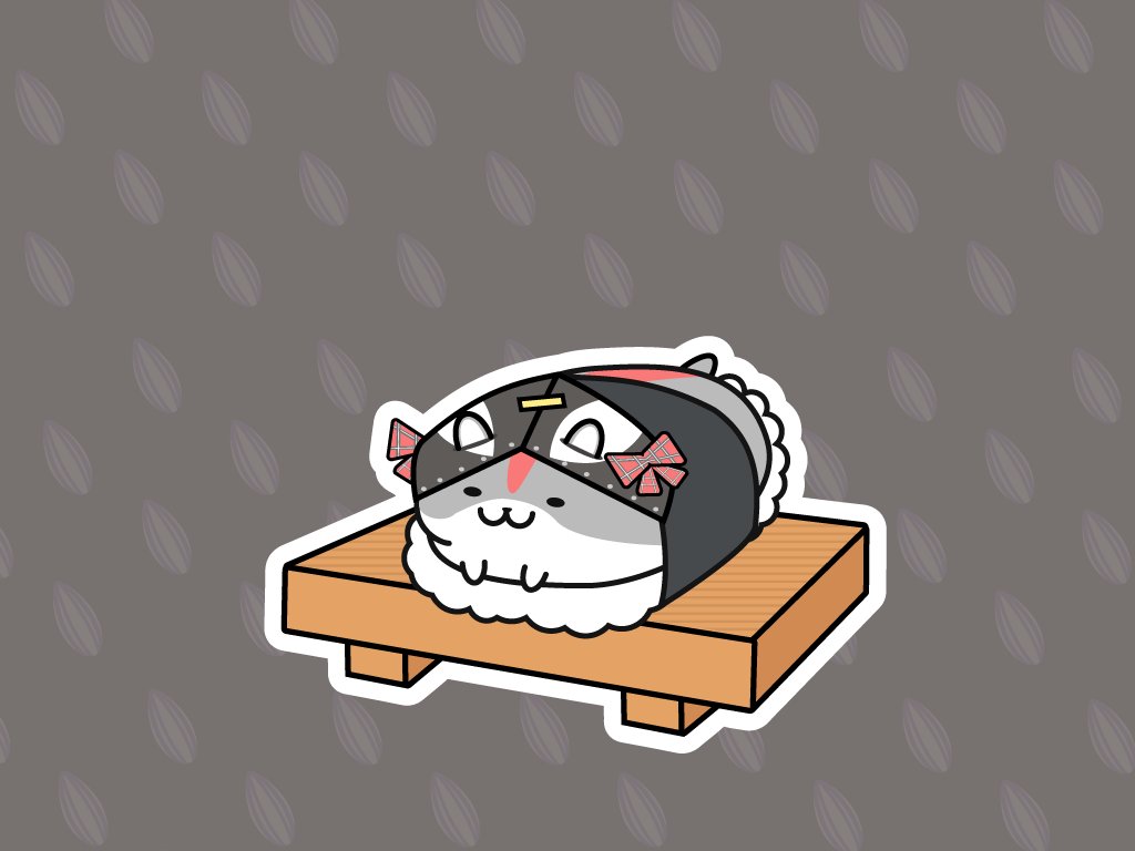 sakamata chloe no humans bow cat :3 bench animal hood grey background  illustration images