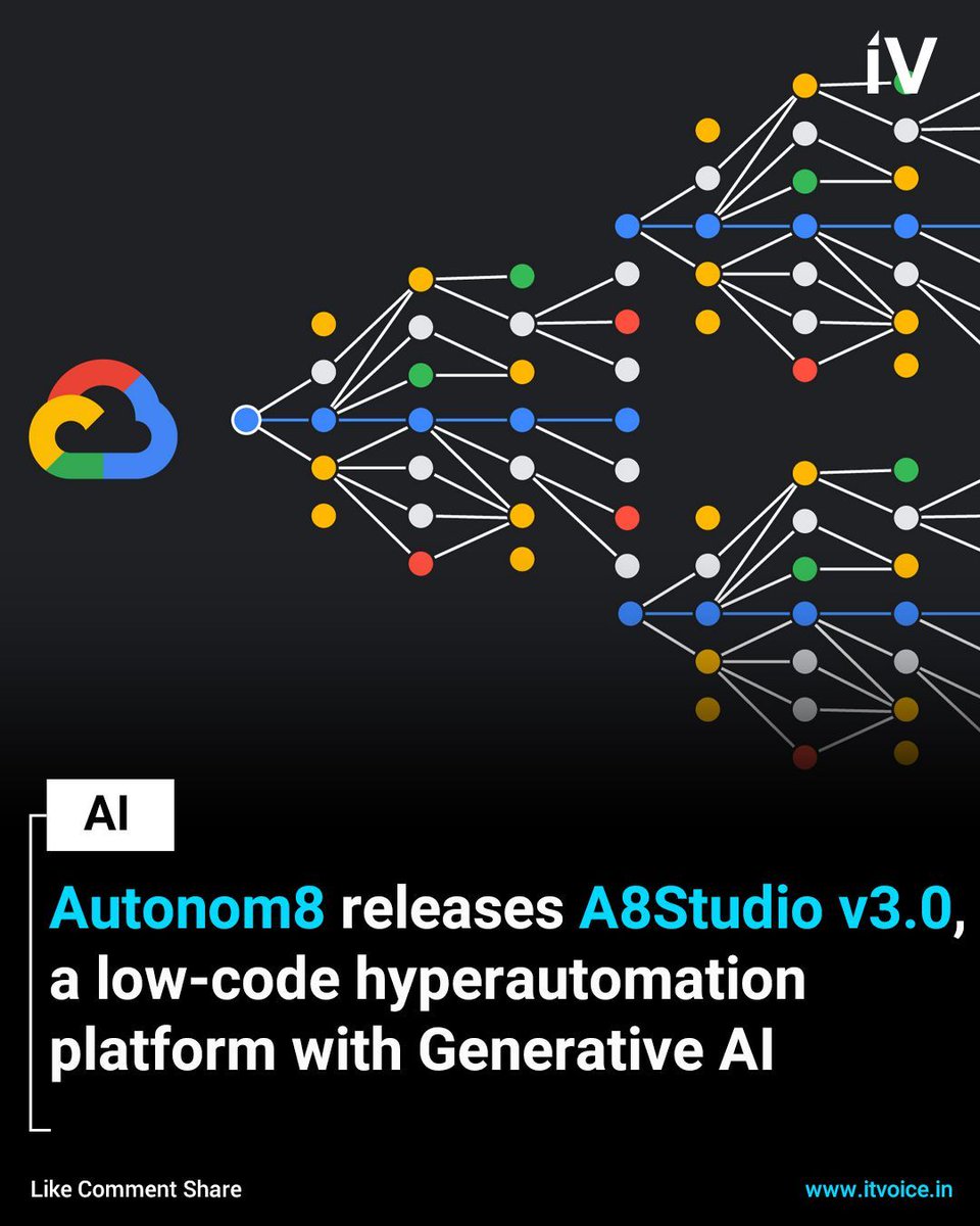 itvoice's tweet image. Autonom8&apos;s A8Studio v3.0: Low-code hyperautomation with Google Cloud&apos;s Vertex AI. 3x faster deployment, 10x faster changes, 75% TCO reduction. Gen AI for citizen developers, revolutionizing workflows! #Autonom8 #A8Studio #LowCode #Hyperautomation #GenerativeAI #Innovation