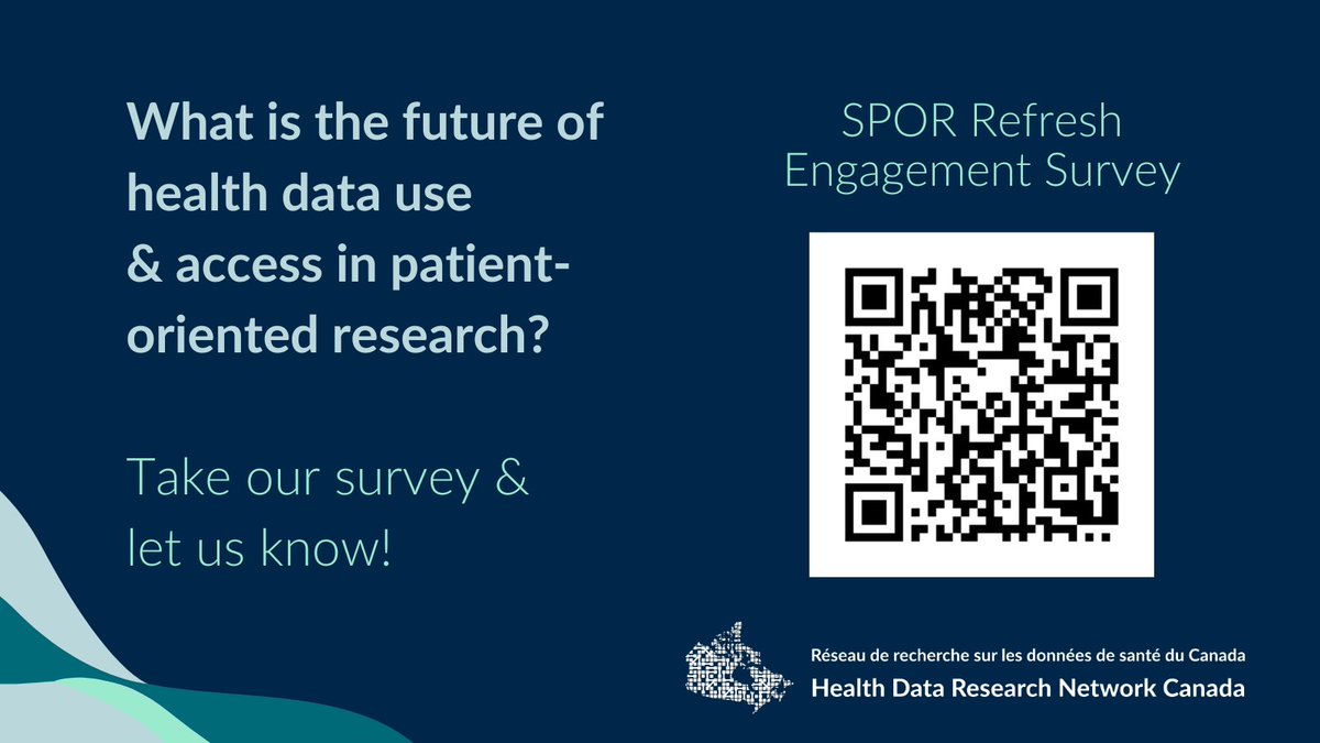 🔈 ATTN researchers, policymakers & members of the public! Are you interested in the future of #HealthData use & access? We want to hear from you! Take our survey as part of @CIHR_IRSC's Strategy for Patient Oriented #SPOR refresh ➡️ bit.ly/47MrvCV