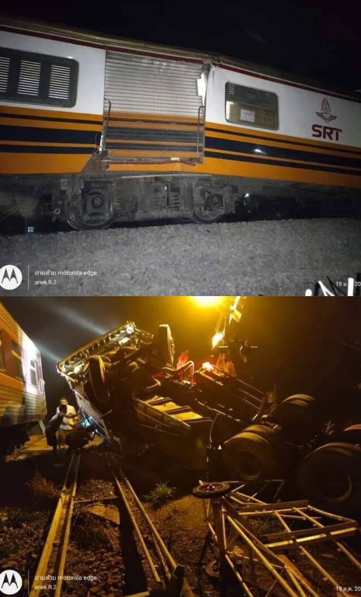 joe_black317's tweet photo. ด่วน! รถไฟขบวนรถเร็ว กรุงเทพ-เชียงใหม่ ชนกับรถบรรทุก ก่อนเข้าสถานีชุมแสง https://t.co/BtXf0gZqnp