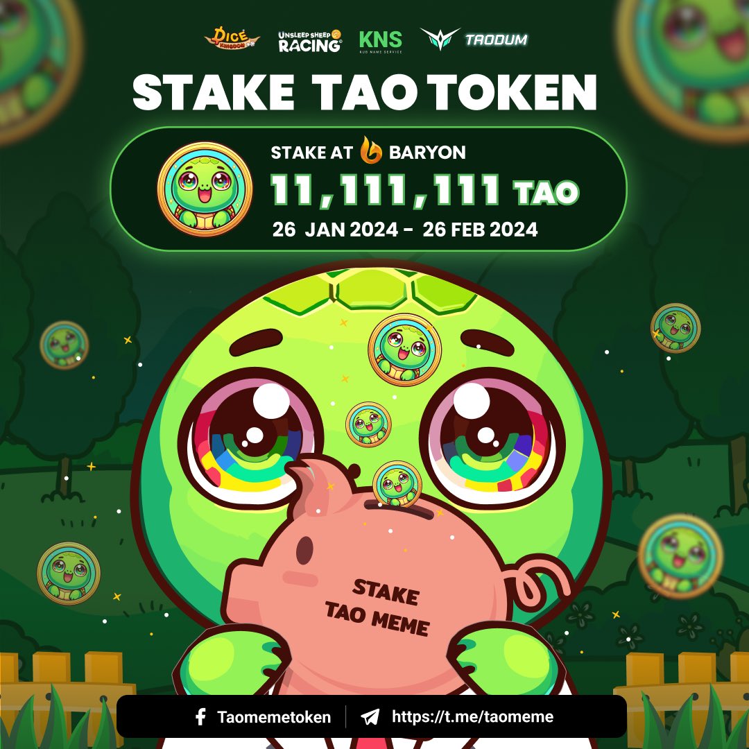 taomemexyz's tweet photo. Prepare yourself for those who don't know how to farm, those who have no KUB left, only TAO,we have an additional promotion to help by opening stake TAO to receive TAO.
Activity 2 starts 26 Jan. - 26 Feb. at 8:00 p.m.(utc+7)
Total pool : 11,111,111 TAO https://t.co/pr2gsXcPH2