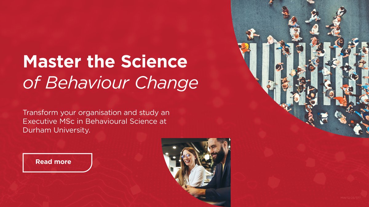 Master the science of behaviour change with this brand-new programme from our Department of Psychology @DurhamPsych! Transform your career and organisation with our Executive MSc in Behavioural Science. 👀 Ready to take the next step? Find out more 👉 brnw.ch/21wGekA
