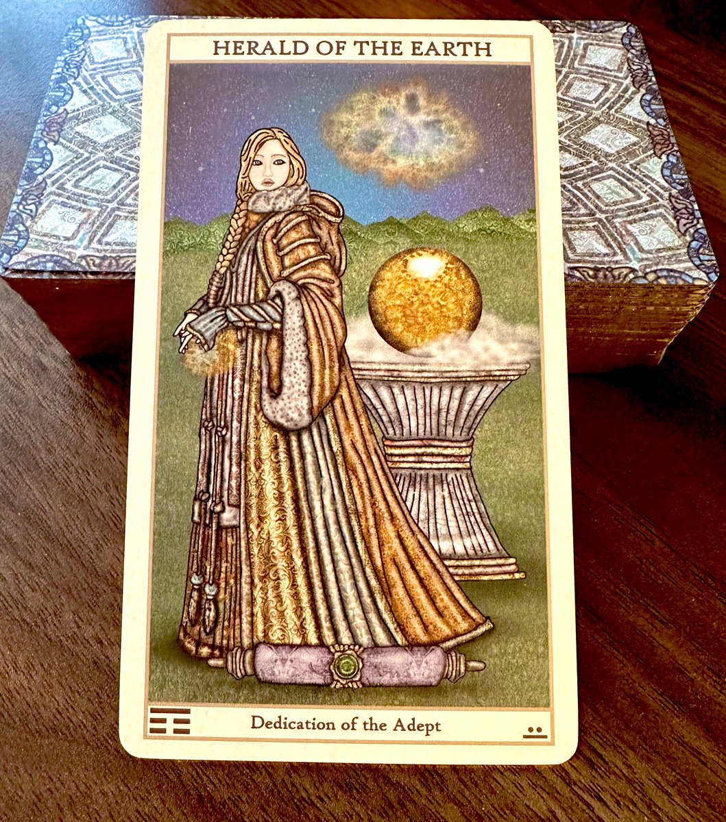 ElevatedBliss's tweet photo. Friday Vibes:
Herald of the Earth. New beginnings, which may appear to be small, are significant and must be taken seriously for the seed to germinate. Reality is shifting. Prepare yourself to welcome something new into your life. 
#PrincessOfDisks
Spirit Keeper's Tarot https://t.co/ISNjZFr4Am