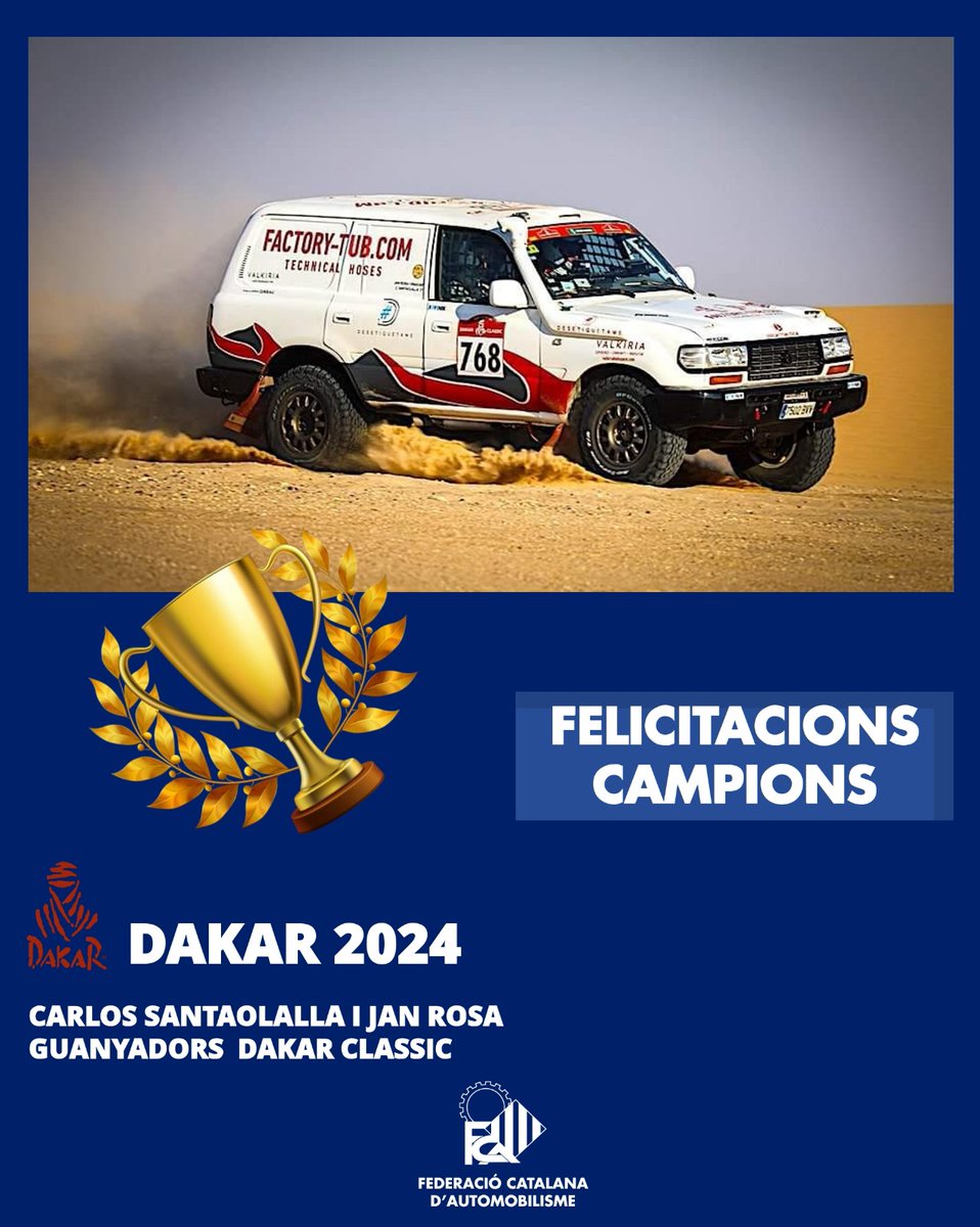 📢 DAKAR 2024
🏆 CARLOS SANTAOLALLA I JAN ROSA GUANYADORS DAKAR CLASSIC

#FCAutomobilisme #motorsport #automobilisme #dakar # Classic #dakarclassic #guanyadors  #felicitacions #rallydakar #arabiasaudita