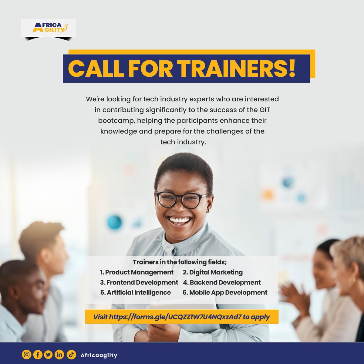 AfricaAgility's tweet image. Are you a tech industry expert eager to make a meaningful impact?

Join us in shaping the future of tech talent at the GIT Bootcamp! 

Apply now! Click the link below to get started.
bit.ly/GITTrainersApp…

#AfricaAgility #GirlsInTech #TechEducation #Cohort7 #TechLeaders