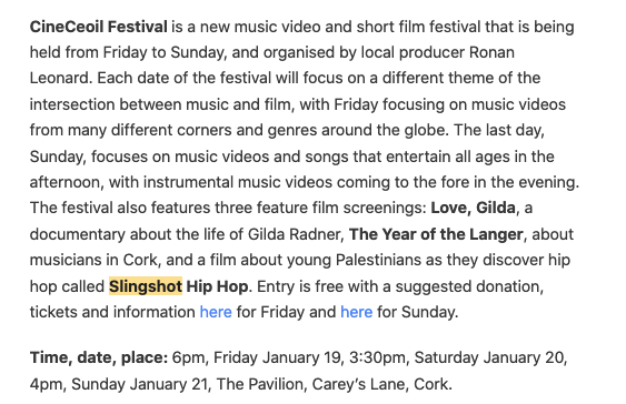 Thanks to <a href="/TDrisheen/">Tripe + Drisheen</a>  for mentioning in the festival in this week's Friday View.

#CineCeoil Festival #1 starts in a few hours in Pavilion Bar Cork at 6pm

Come Along &amp; Pay What You Can