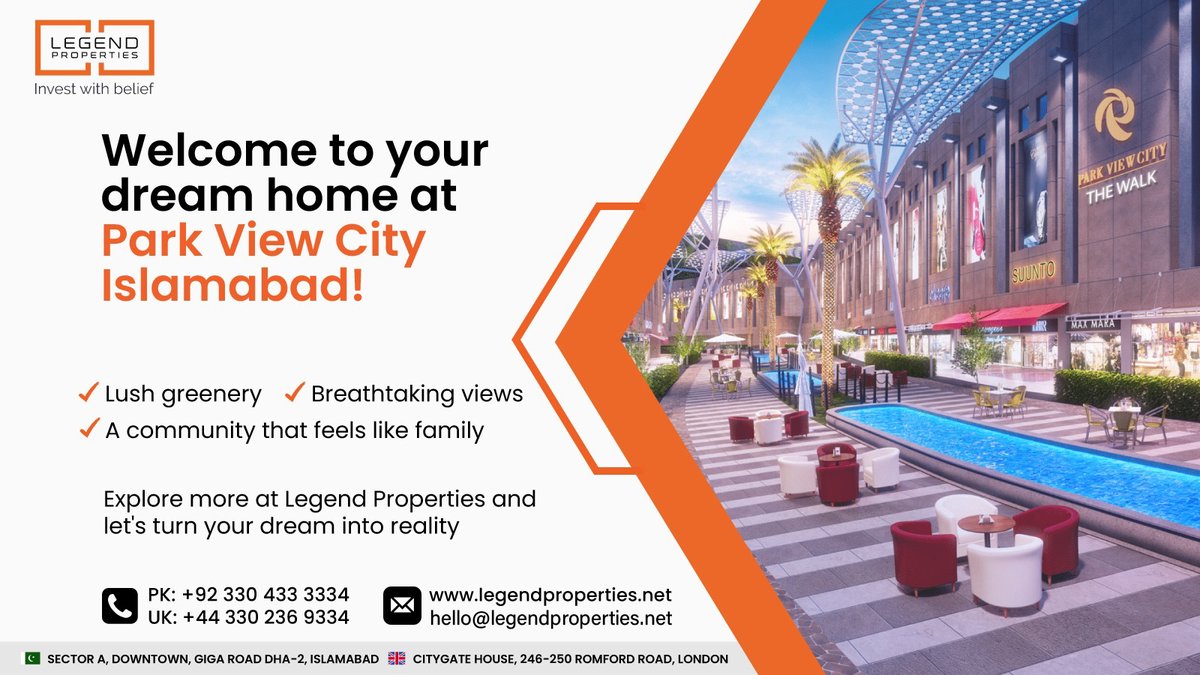 lgendproperties's tweet photo. 🏡 Welcome to your dream home at Park View City Islamabad! 🌳 Unwrap the perks: breathtaking views, lush greenery, and a community that feels like family. Ready for your slice of paradise? #ParkViewcity #LegendProperties #Google #NA_117 https://t.co/E1ri0iADZ0