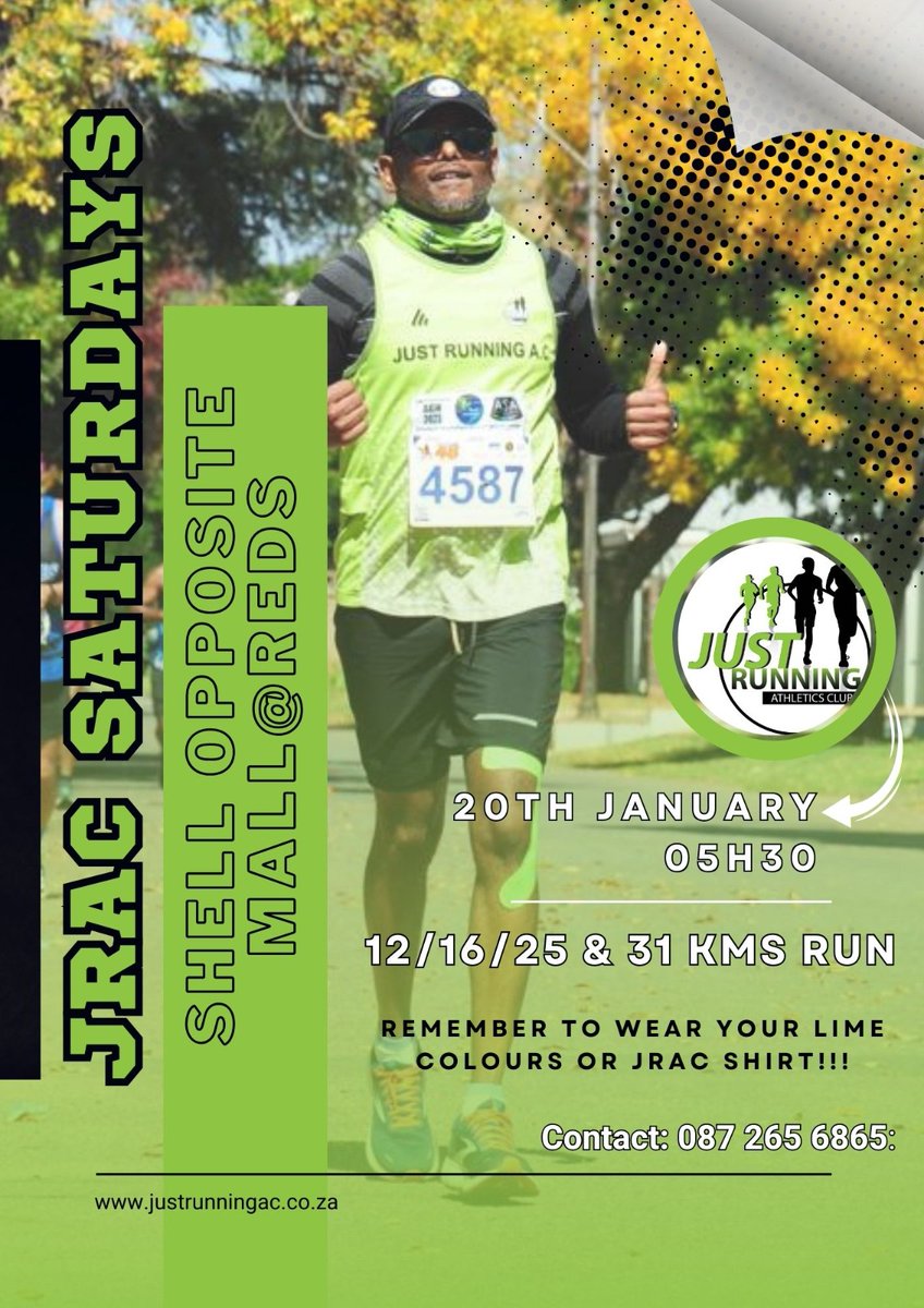 Do you run but don't have a run club or around Centurion and want to run with people socially?

Join us tomorrow, details are on the poster!

#FetchYourBody2024 #IChoose2BActive #IPaintedMyRun #RunningWithSoleAC