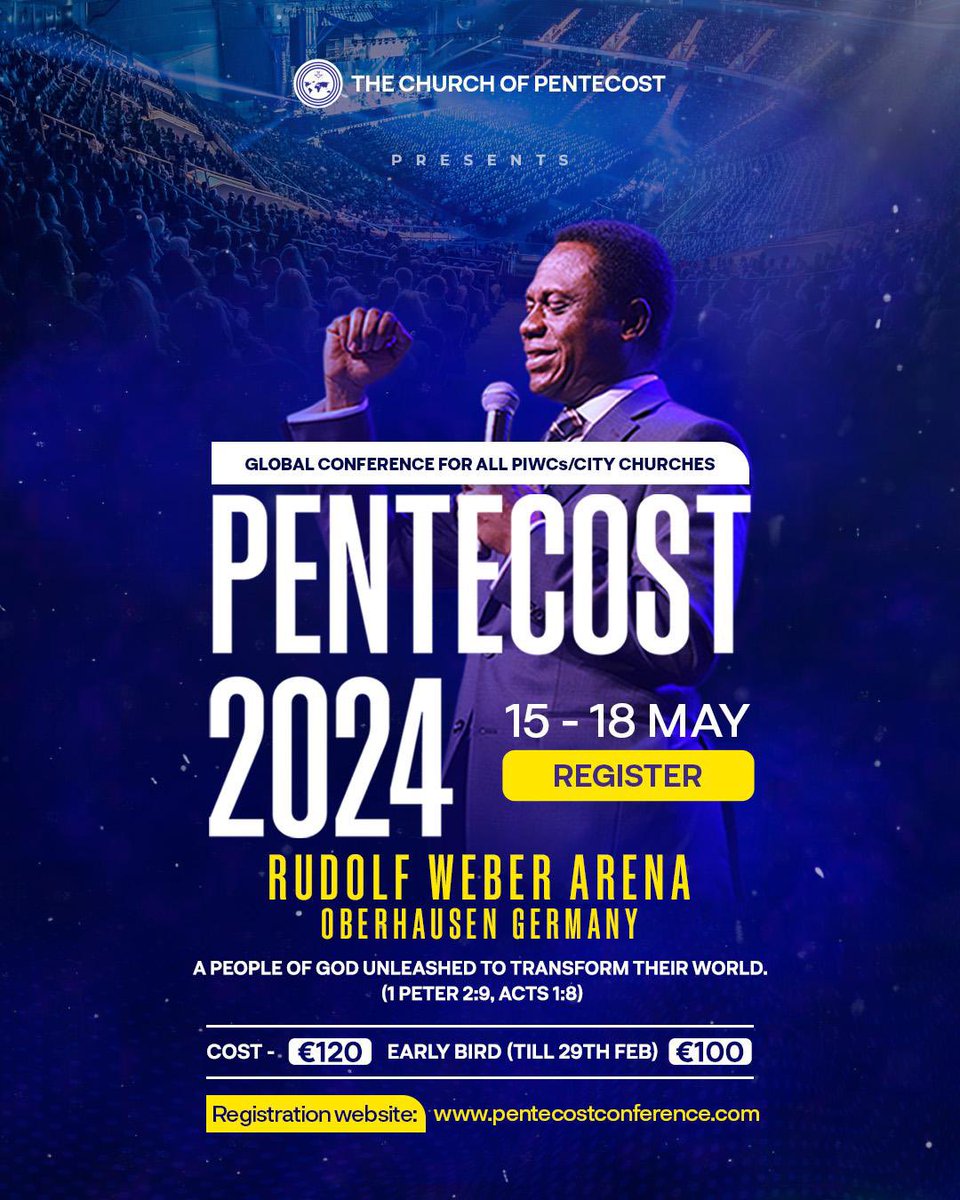 Join us for the Pentecost 2024 Global Conference, a gathering of all PIWCs and city churches from around the world.

🌟 Theme: "A People of God Unleashed to Transform Their World" (1 Peter 2:9, Acts 1:8).

Register now at pentecostconference.com! 🌐🔥 

#Pentecost2024 🔥🔥