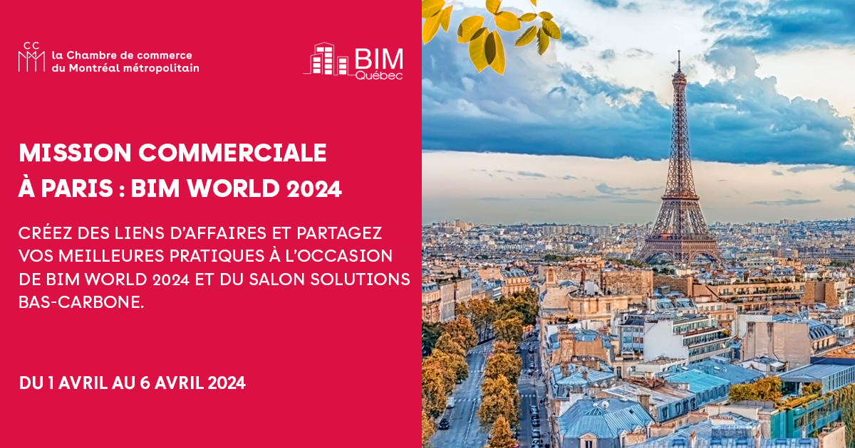 🇫🇷🏗️Du 1 au 6 avril, découvrez les innovations en construction et immobilier, créez des liens d'affaires et partagez vos meilleures pratiques lors de <a href="/bim_world/">BIM WORLD</a> 2024 à Paris

Inscription:  bit.ly/3vx0Yw8
Date limite: 26 jan

#bim #construction #mission #paris #innovation