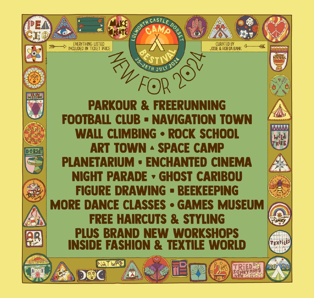 Brand new 2024 Activities ✨ Don’t miss out on a weekend full of screen-free activities in the great outdoors at Camp Bestival this summer. Check out our brand new activities section and guide on the website for details 👉🏻 dorset.campbestival.net/activities/