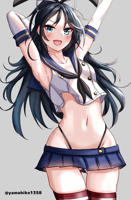 島風コスの葛城さん。 ※シャドウバン期間中で伸びませんが フォロワー様限定でお楽しみ下さい #艦これ版深夜の真剣お絵描き60分一本勝負 #艦これ版真剣お絵描き60分一本勝負_20240119 #艦これ #葛城進水日