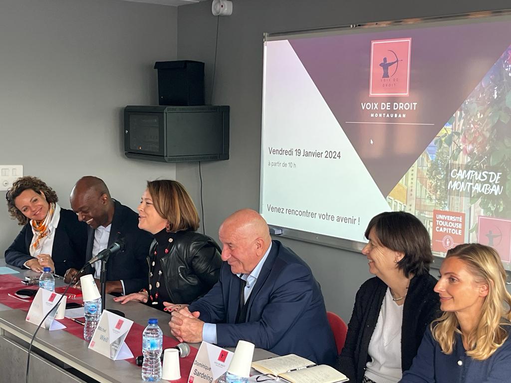 tarnetgaronne82's tweet photo. #MichelWeill président de @tarnetgaronne82 à @UTCapitolede #Montauban a livré ce matin un discours enthousiaste au Forum "Les voix de droit" réunissant étudiants et professionnels du secteur en présence de la ministre @SylviaPinel, des élus et du président @hugueskenfack. https://t.co/PL3K76Gdqn