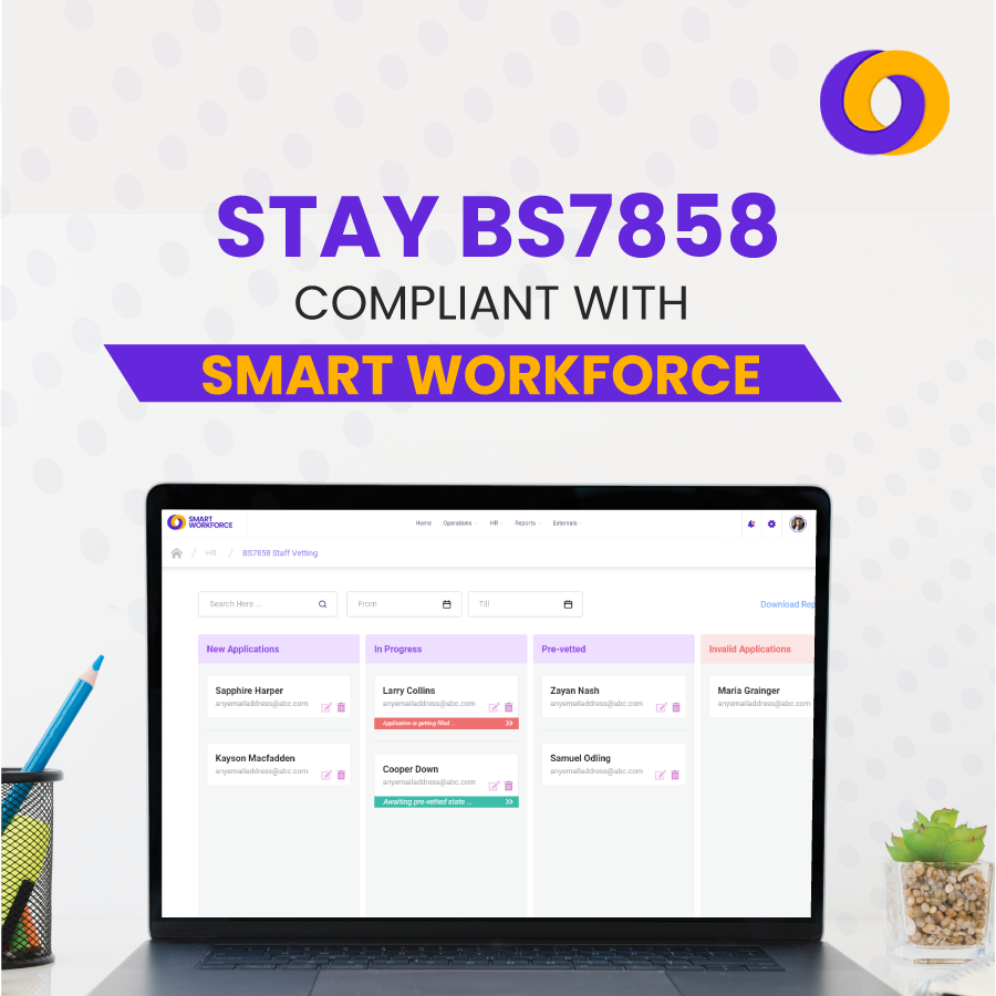Smart Workforce ensures your security team meets BS7858 standards effortlessly. 

Book a free demo to learn more about BS7858 staff vetting feature. smartworkforce.co.uk/book-a-demo/

#BS7858 #workforce #smartworkforce #vetting #employees #management #ACS #workforcemanagement #HR #HRtech
