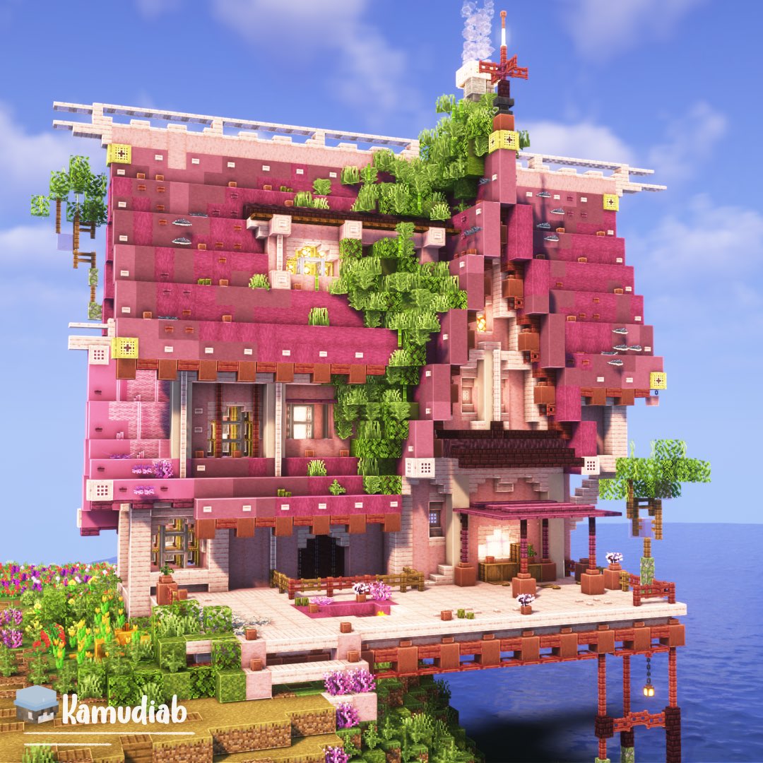 Cherry blossom house Creator : Kamudia Built on the @BakeryBuilders #Minecraft #minecraftbuilds #minecraft建築コミュ