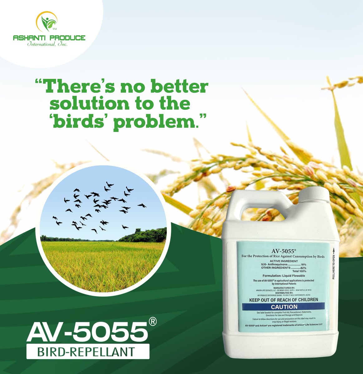 The only option for the birds

#ricefarming #birdrepellant #av5055ghana #agroinput #organic #trustedproduct #agrochemical #ghanarice #onsalenow #TrendingNow #ricefarm #tgif #happyfriday