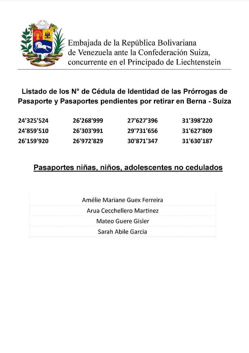 Embajada de Venezuela en Suiza tweet media