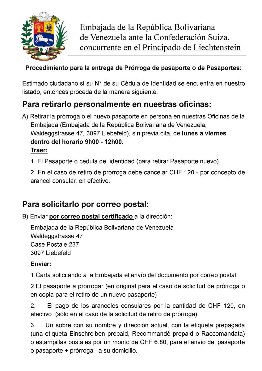 Embajada de Venezuela en Suiza tweet media