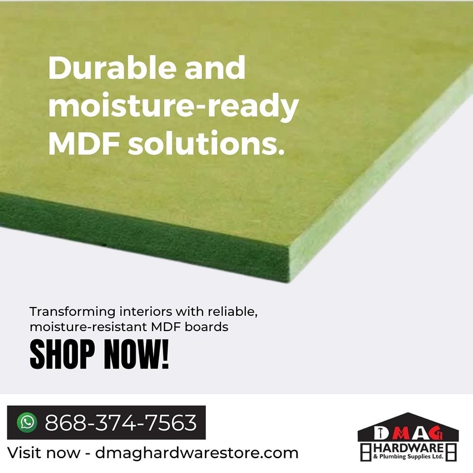 Elevate your space with moisture-resistant MDF, the epitome of durability and style. 🏡💧

Order now!

Contact us at 868-374-7563 via WhatsApp or by calling

#MoistureResistantMDF #ElegantSpaces