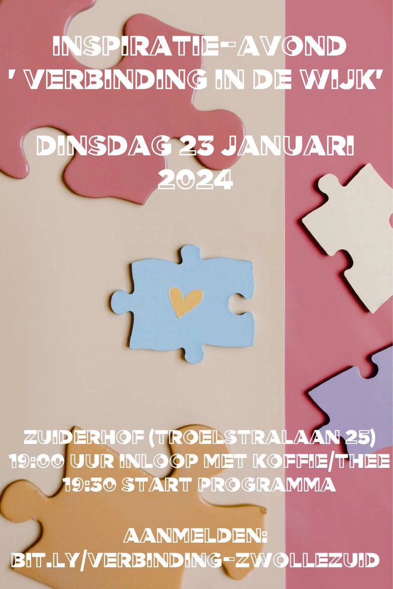 rinusdoornbos's tweet photo. Woon je in Zwolle-zuid? Welkom op dinsdag 23 januari 2024 in de Zuiderhof (Troelstralaan 25). Inloop vanaf 19:00 uur, programma start om 19:30 uur.
Aanmelden kan via https://t.co/ynrS8hHWJk
#Zwolle #ZwolleZuid #verbinding #WeekvanGebed https://t.co/4iPn4Ccahk