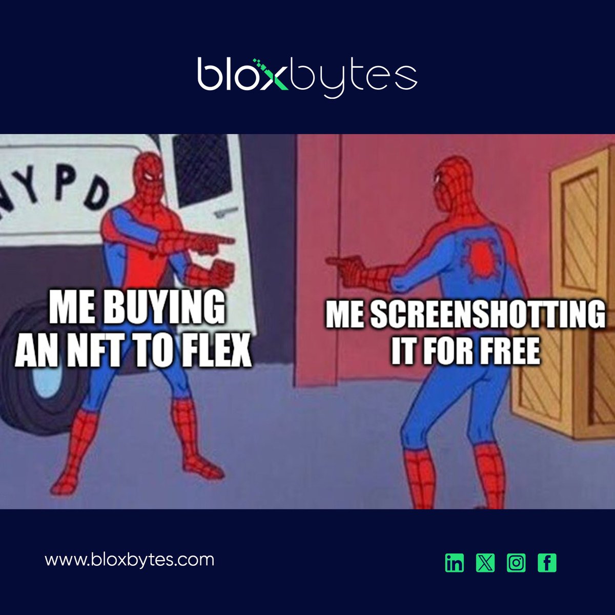 BloxBytes's tweet image. Two sides of the same coin.

#BloxBytes #Meme #MemeFriday #NFTMeme #Blockchain #SpiderManMeme