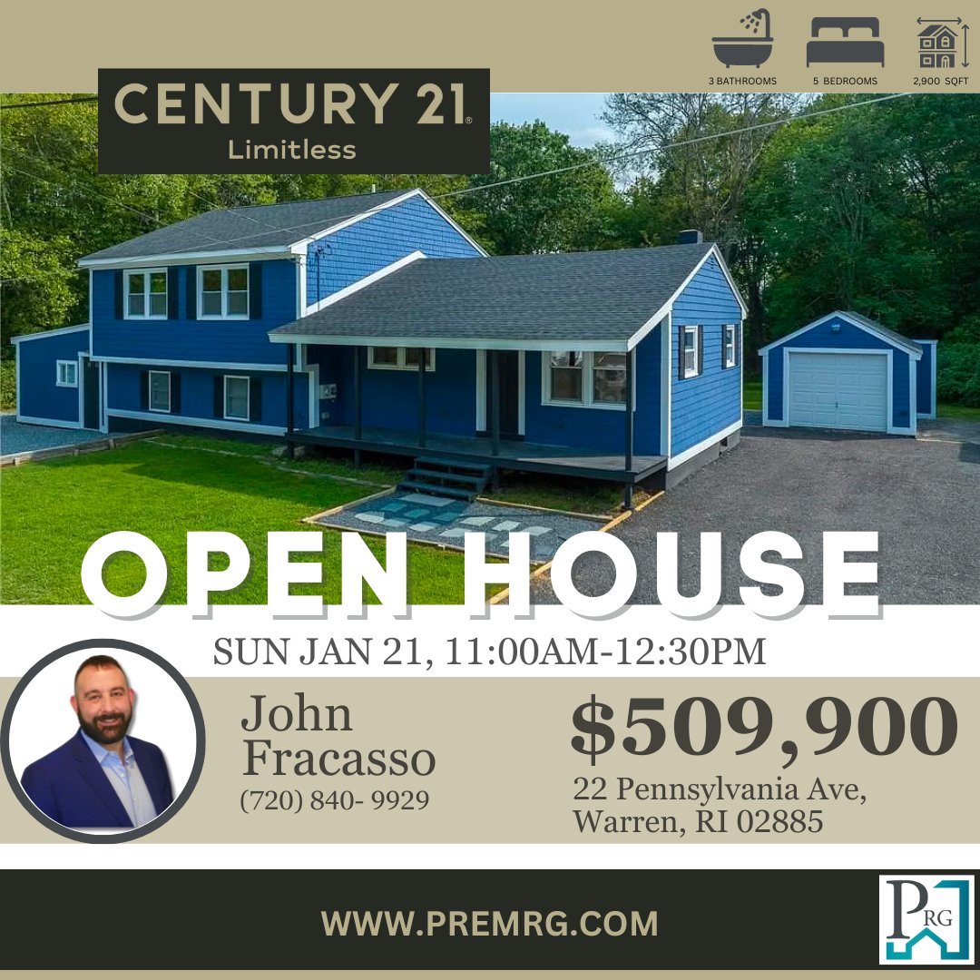 🏡  Open House🏡 

📅  Sunday, January 21st
🕚  11:00 AM - 12:30 PM
📍  22 Pennsylvania Ave, Warren, RI 02885

 See you there! 🏠 

#century21limitlessprg  #OpenHouse #RealEstate #WarrenRI #HomeHunting