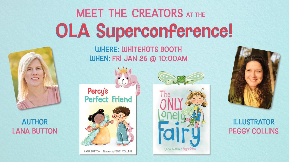 The OLA Superconference is less than a week away, and we can't wait! @LanaButton & Peggy Collins will be signing copies of their #picturebooks at the Whitehots booth. 

Fri Jan 26th 10:00am

#OLASC #OLASC2024