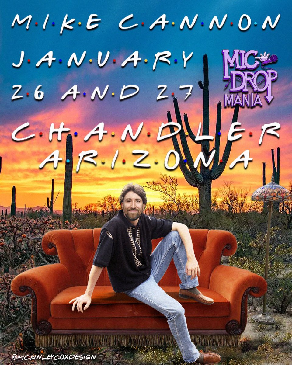 CHANDLER ARIZONA (Phoenix area I’m told) I’m headlining @micdropmania_az for 4 shows 1/26-1/27‼️ My guy @ericbernalcomedy is featuring and tickets are doing a light jog off the shelves. Get yours now! micdropmania.com/events/81983