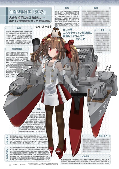 MC☆あくしず71号の第1特集は、「夜間雷撃戦が大大大大大好きな日本の駆逐艦少女」。 太平洋戦争に参加した日本海軍の駆逐艦のほぼ全クラスを、擬人化イラストとカラー図面で分かりやすく解説しています。