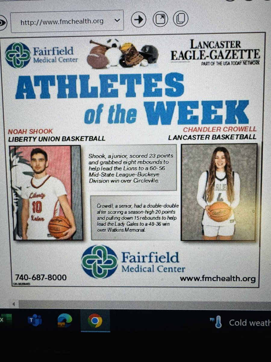 twil2323's tweet photo. Eagle-Gazette Athletes of the Week: Liberty Union’s Noah Shook and Lancaster’s Chandler Crowell. ⁦@LULionsBoysBSK⁩ ⁦@chandlercrowel3⁩ ⁦@ladygaleshoops⁩ https://t.co/ViEtwjxlCn