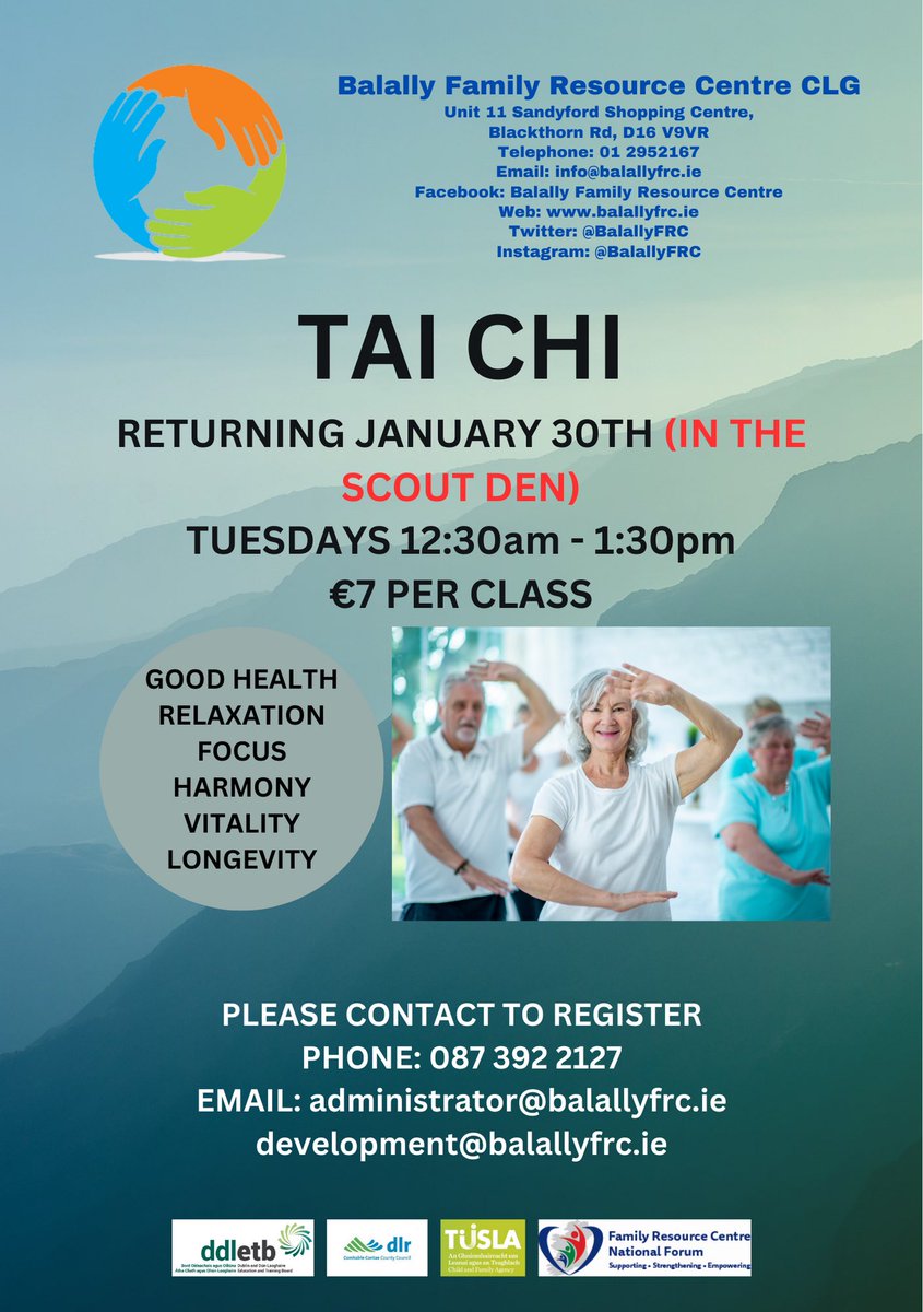 Upcoming classes starting the week commencing January 29th. Please contact us to register 

#familyresourceirl #yoga #pilates #mindandbody #thichi