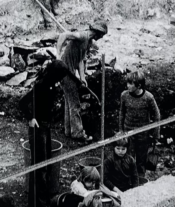 The hoarding on Grand Parade reminds us of when the original archaeological dig of the park was done in 1975 by Wings-era Paul McCartney supervising a group of children: