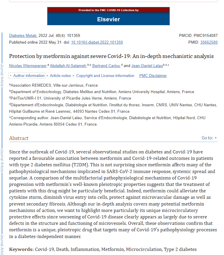 Woodynist's tweet photo. "#metformin inhibited NLRP3 inflammasome activation &amp; IL-1β production..along with inflammasome-independent IL-6 secretion, thus attenuating .. #SARSCoV2-induced ARDS."

Peut-on espérer le DOSAGE de la #metformine par @MathieuMolimard pour optimiser cette propriété?
@D_Deplanque https://t.co/tkk8M35Cyg